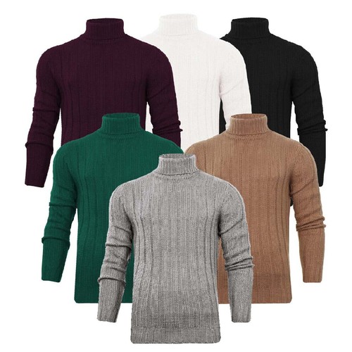 Mens Polo Roll Neck Fisherman Rib 