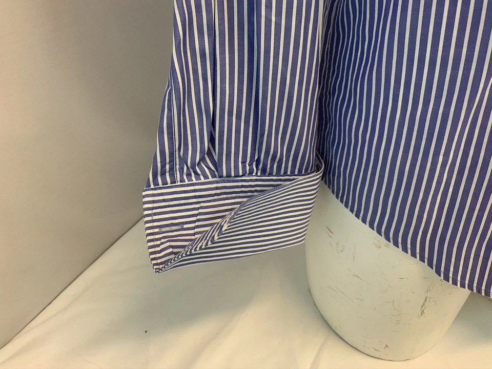 Camisa Zara Puño Francés 15.5 34 Azul Rayas Algodón Delgada Pavo Como Nueva YGI H0-189 Foto 4 de 4