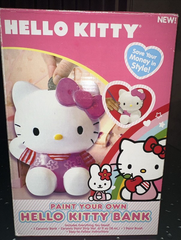SANRIO HELLO KITTY PAINT YOUR OWN CERAMIC PIGGY BANK  NEW