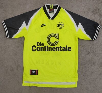 BORUSSIA DORTMUND 1995-1996 HOME FOOTBALL SHIRT #18 RICKEN BVB