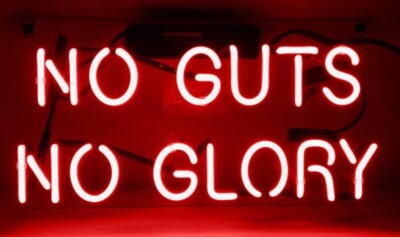 20''x10'' No Guts No Glory Pink Acrylic Neon Sign Light Lamp Visual Gift Wall QL
