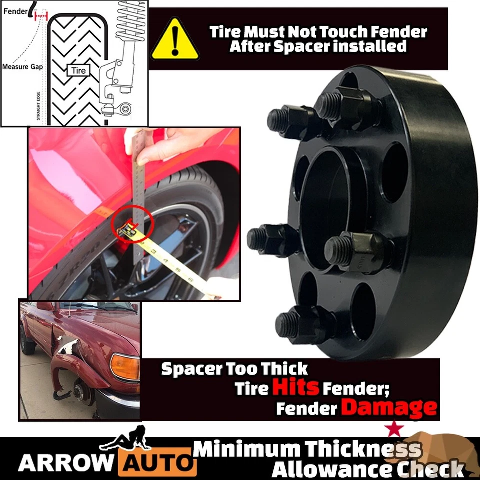 4x 1.5 英寸 5x4.5(115 毫米)轮毂中心车轮适配器间隔适用于英菲尼迪日产型号 — 第 3/4 张图片
