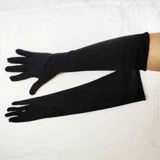Fine Delicate Knit Black Gloves, Elbow length, Tonette Original, Vintage Winter