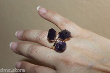 Triple Amethyst Dual Hoop Adjustable Ring from Brazil R418