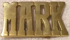 Vintage Solid Brass Men’s Belt Buckle Name MARK