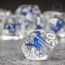 Sage's Blue Pegasus Familiar Resin Polyhedral Dice Set Dnd Dice RPG