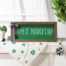 St Patricks Day Decorations-Happy St.Patrick's Tabletop Sign -Wooden Farmhous...