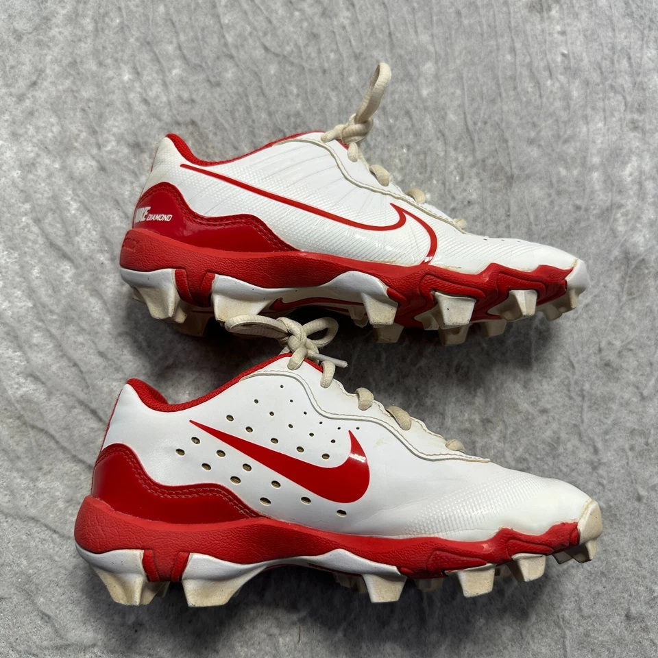 Nike Alpha Huarache 4 Keystone Baseball Cleat White Red DJ6525-103 Boys Size 2Y - Image 3 of 4
