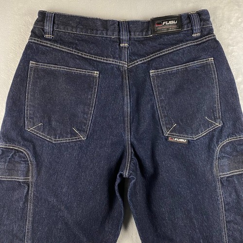 Vintage Fubu Jeans Mens 36x34 Blue Y2K Baggy Cargo Grunge Hip Hop Denim Wide Leg - Picture 4 of 11