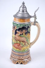 Thorens Movement Nach Regen Folgt Sonne Beer Stein Pewter Lid Switzerland 11"