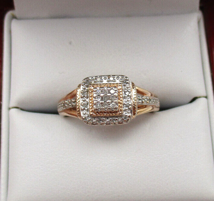 14K Rose Gold Over Sterling Silver 25 Diamond  Promise Engagement Ring 7 [R303]