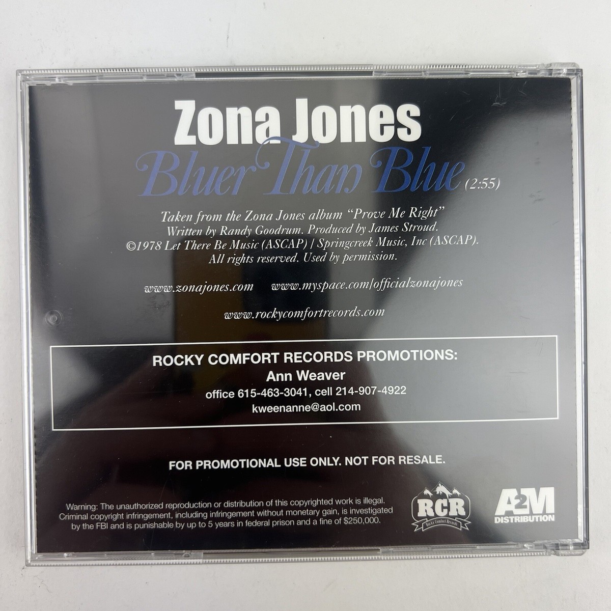 RARE Promo CD - Single Zona Jones – Prove Me Right, CD, 2009 - EX