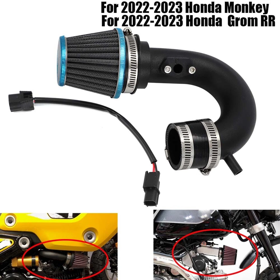 BLACK Short Ram Air Intake For 2022-2025 HONDA GROM RR, 2022-25 HONDA MONKEY US - Image 2 of 4