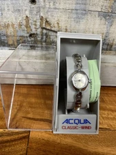 VINTAGE LADIES 1980s ACQUA WRIST WATCH, STAINLESS STEEL STRETCH BAND NOS