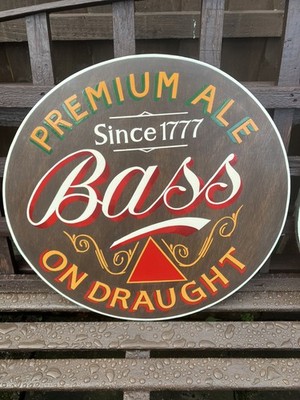 Bass Ale Vintage Schild 22  handbemalt auf 3/4  Marine Ply Wohndeko Pub ManCave