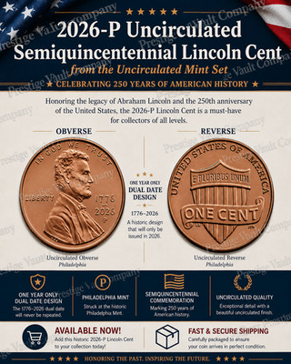 IN HAND 1776-2026 P Uncirculated SemiQ Lincoln Shield Cent Penny