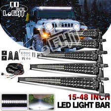 15202428334248 Straight Led Light Bar Spot Flood Combo Driving 4wd Ute