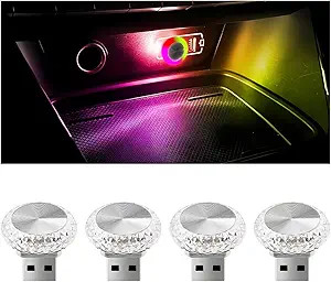 4PCS USB LED Car Interior Atmosphere Lamp, Mini P Color: Slow Flash/Multicolor