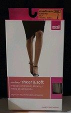 Mediven Sheer & Soft Compression Stockings Calf Closed Toe NATURAL Sz Large 8-15