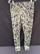 Billabong Come Back High Waisted Cotton Stretch Pull On Pants Green Print Sz XL
