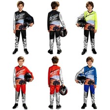 Kids Sports Suit Letter Print Sportswear Outdoor Jersey Top With Pants Metallic