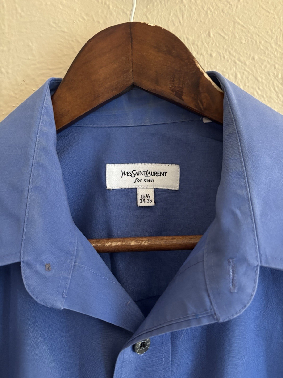 Abito camicia Yves Saint Laurent YSL blu manica lunga casual business dinner club