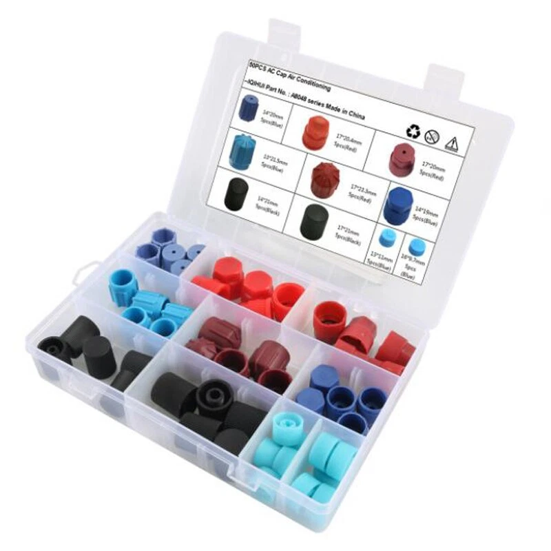 50PCS Car Repair A/C R134a R12 High Low Side Valve Core Port Dust Caps Tool Foto 2 de 4