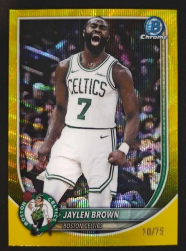 2025 Bowman Basketball Yellow Wave Refractor Jaylen Brown #BCV-57