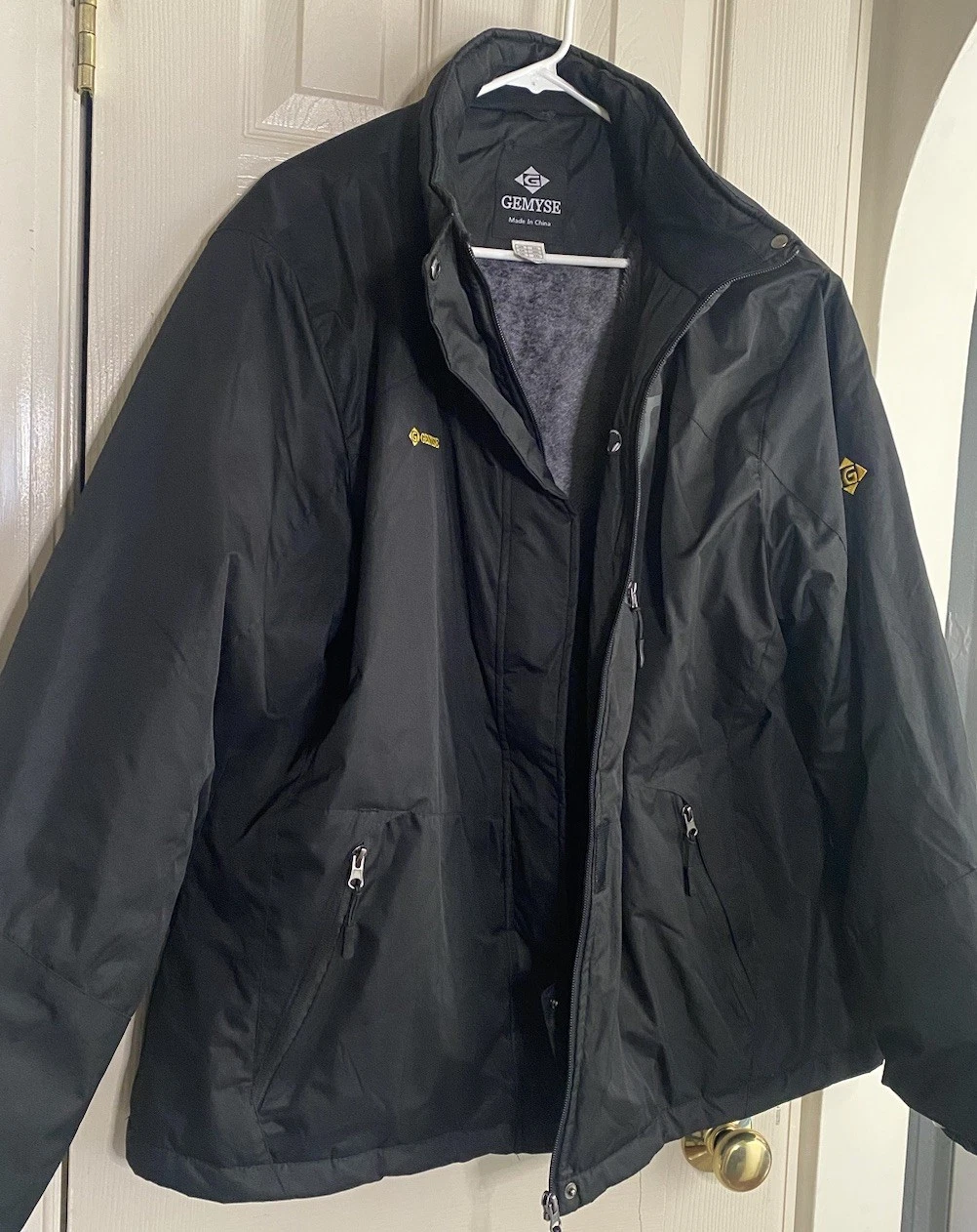Gemyse Coat Jacket Black Full Zip, Pockets, Fleece Lined 2XL