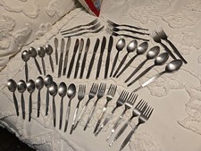Vintage  Modern MCM  Floral Set of Stainless ...