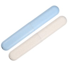 2pcs Toothbrush Holders Case for Travel Blue Beige 8.07''x1.22''x0.83''