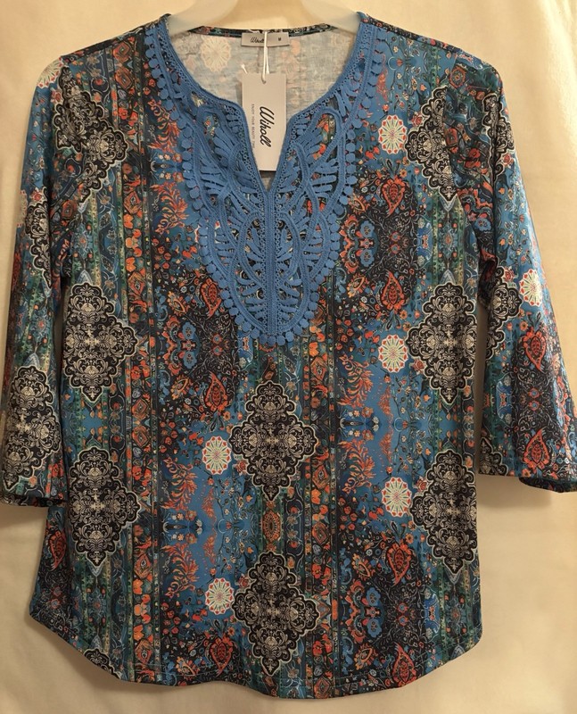 Women’s Boho  M 3/4 Length Sleeve Wiholl Blouse Top NWT