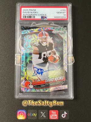 DAVID NJOKU 2025 PANINI PRIZM AUTOGRAPH CHOICE AUTO /100 PSA 10 Jersey Number 85