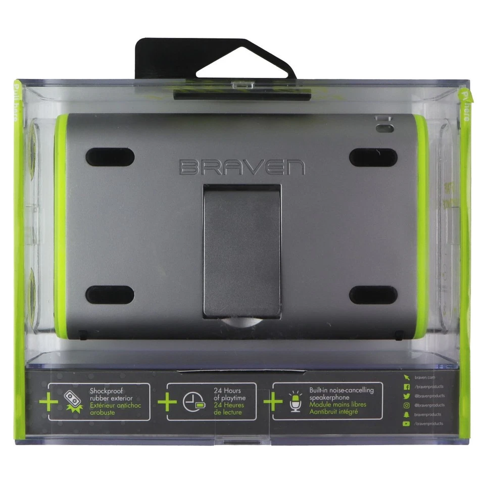 Braven 405 Portable Bluetooth Speaker - Silver/Green - Image 2 of 2