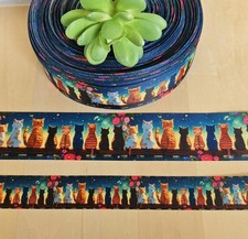 7/8  1.5" 1 YD Cat Grosgrain Ribbon Animal Feline Kitty Cat Rescue Collar