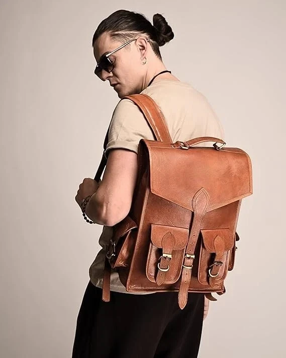 Bag Leather Backpack Satchel Laptop Genuine Rucksack Men's Vintage Messenger