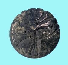 CHINESE DARK JADE OPENWORK DISC WITH LOTUS AND FLORAL MOTIFS