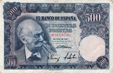 SPAIN 500 PESETAS 1951 P 142. VF CONDITION. 6RW 22GEN