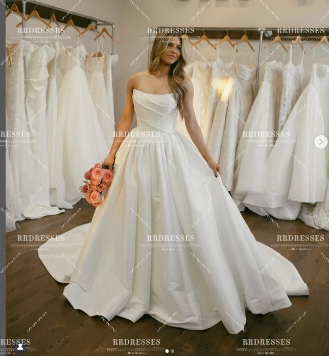 Off Shoulder Wedding Dress New Arrival Sarin White Ivory Sleeveless Bridal Gown - Image 2 of 4