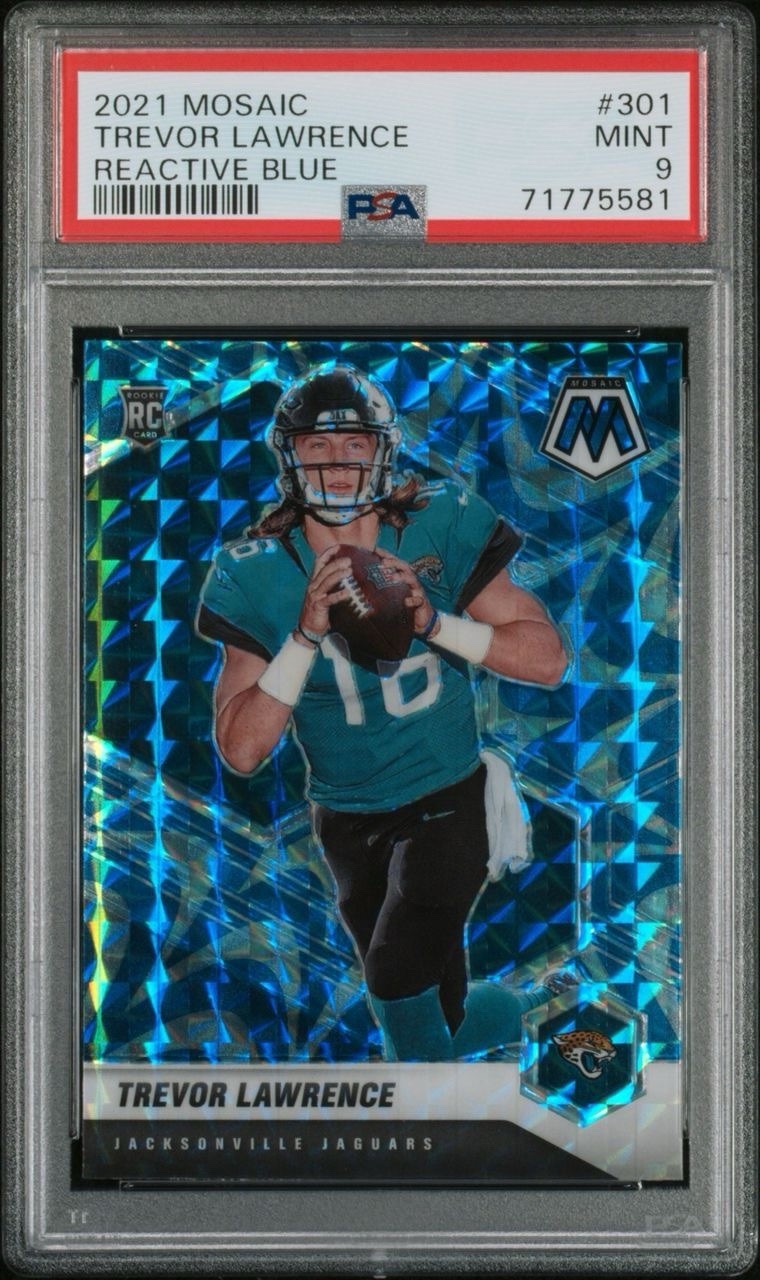 2021 Mosaic Trevor Lawrence Rookie RC Reactive Blue Prizm #301 PSA 9 Mint