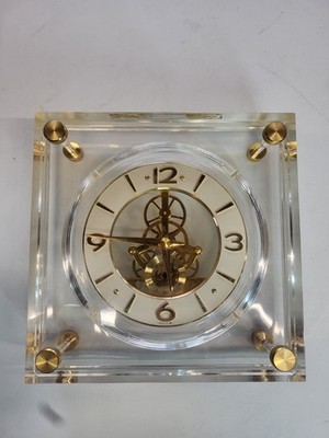 Vintage Seiko Lucite Quartz Skeleton Clock Desk Mantel QAW105G