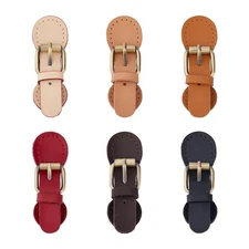 6Pcs Cowhide Bag Buckle Lock, Sew on Snap, PU Leather Latch, Iron Button, DIY