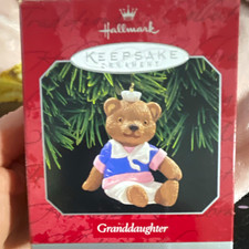 Hallmark Keepsake Granddaughter Teddy Bear Hanging Christmas Ornament, Brown