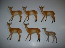 Vintage Hard Plastic Christmas Reindeer Deer Lot of 6