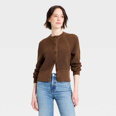 Women Iconic Cotton Cardigan - Universal Thread Brown S