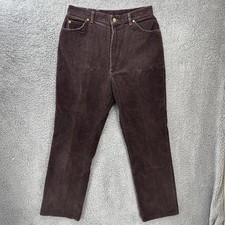 Vintage LL Bean Corduroy Pants Women's 16 31x30 Brown Union Made in USA Hemmed