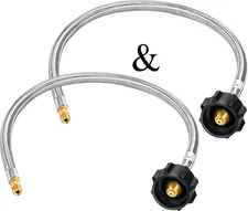 GasSaf 24 inch RV Propane Hose Stainless Steel Braid Connector 2 Feet, Black 