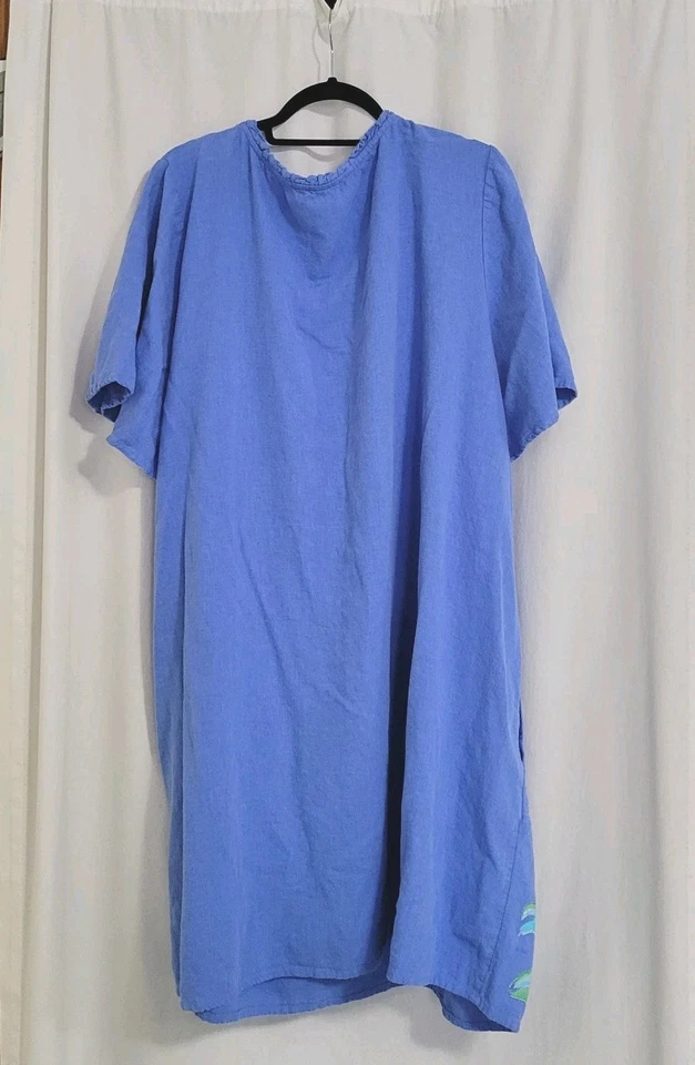 Susan Graver 5XL 亚麻混纺礼服口袋花卉装饰口袋 Moo Moo Beachy — 第 2/4 张图片