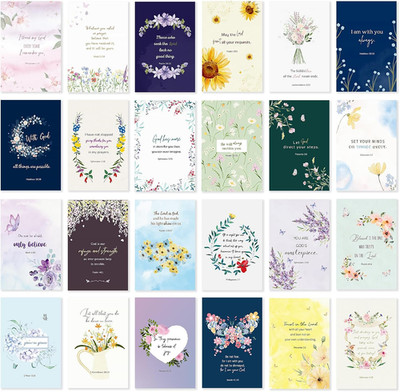 24 Pack Floral Christian Thinking of You Cards with Self-adhesive Envelopes, 4''x
