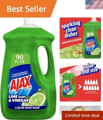 Biodegradable Liquid Dish Soap - 90 fl oz Lime & Vinegar for Easy Stain Removal
